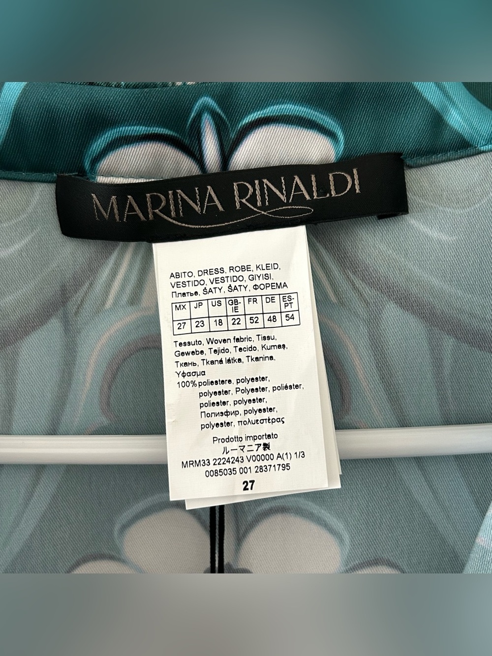Marina Rinaldi Delfi Abstract-Print Twill Midi-Dress Women’s 18 NWT $945 MSRP - Picture 11 of 15
